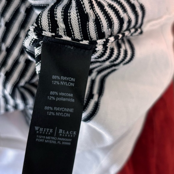 White House Black Market Size Medium Black and White Knit Blouse - Picture 4 of 6